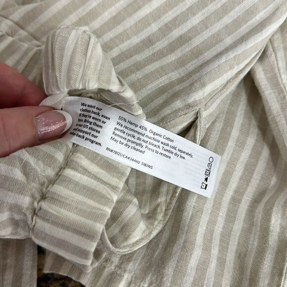 Eileen Fisher Hemp Organic Cotton Tapered Leg Two Tone Beige Pants Size M - Picture 6 of 10